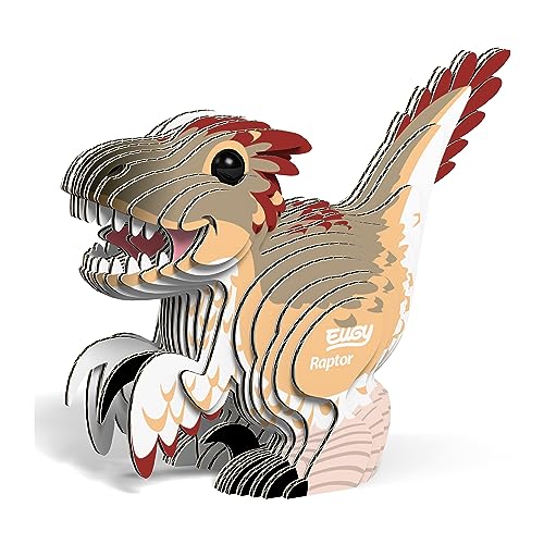 EUGY 650065 Velociraptor, 3D Tier-Puzzle für Kinder und Erwachsene zum Zusammenbauen, DIY Tierfigur, Bastelset ab 6 Jahren von EUGY
