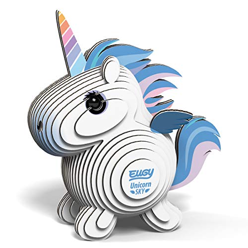 EUGY 650069 Einhorn Pegasus, 3D Tier-Puzzle für Kinder und Erwachsene zum Zusammenbauen, DIY Tierfigur, Bastelset ab 6 Jahren von EUGY