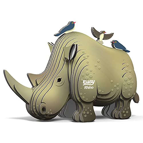EUGY 650076 Nashorn, 3D Tier-Puzzle für Kinder und Erwachsene zum Zusammenbauen, DIY Tierfigur, Bastelset ab 6 Jahren von EUGY