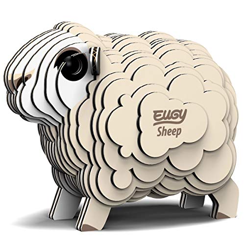 EUGY EH-018 Schaf 3D-Puzzle, Weiss/opulenter Garten von EUGY