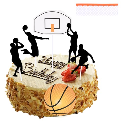 6 Stück Basketball Tortendeko Geburtstag, Basketball Aktion Kuchen Topper, Sport Thema Party Cake Topper, Kuchendekoration für Kinder basketballer Jungen von EUIOOVM