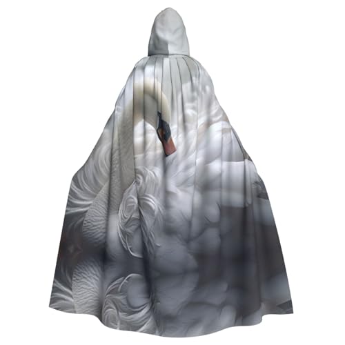 EUIYCBA Blooming Swan Kapuzenumhang mit Kapuze – Herren-Bademantel mit Kapuze, Cosplay-Kostüm, Schwarz von EUIYCBA
