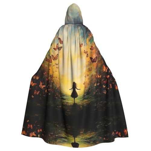 EUIYCBA Chasing Butterflies Kapuzenumhang mit Kapuze – Herren-Bademantel mit Kapuze, Cosplay-Kostüm, Schwarz von EUIYCBA