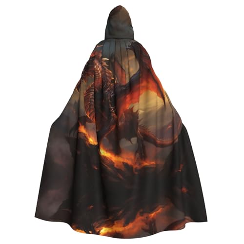 EUIYCBA Der Drache auf dem Berg Kapuzenumhang mit Kapuze – Herren-Bademantel mit Kapuze, Cosplay-Kostüm, Schwarz von EUIYCBA