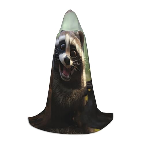 EUIYCBA Der süße kleine Waschbär-Umhang mit Kapuze – Zauberer-Tunika, Kapuzenmantel, Halloween-Umhang, Cosplay-Kostüme von EUIYCBA