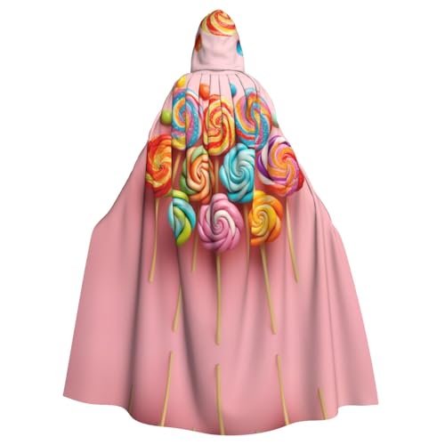 EUIYCBA Farbenfroher Lutscher-Kapuzenumhang mit Kapuze – Herren-Bademantel mit Kapuze, Cosplay-Kostüm, Schwarz von EUIYCBA