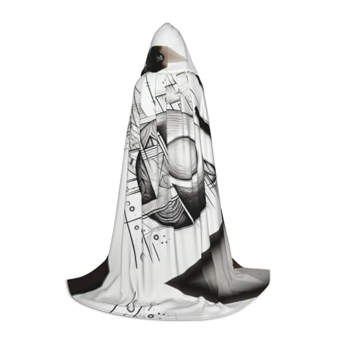 EUIYCBA Geometrischer Halloween-Umhang mit Kapuze – Zauberer-Tunika, Kapuzenmantel, Halloween-Umhang, Cosplay-Kostüme von EUIYCBA