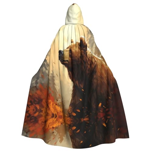 EUIYCBA Grizzly Kapuzenumhang mit Kapuze – Herren-Bademantel mit Kapuze, Cosplay-Kostüm, Schwarz von EUIYCBA