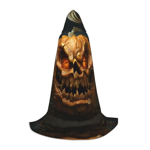 EUIYCBA Halloween-Kapuzenumhang mit Kürbiskopf, Zauberer-Tunika, Kapuzenmantel, Halloween-Umhang, Cosplay-Kostüme von EUIYCBA