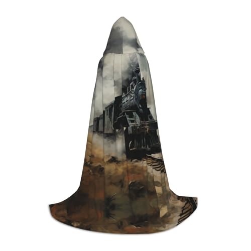 EUIYCBA Halloween-Kapuzenumhang mit Zug, Zauberer-Tunika, Kapuzenmantel, Halloween-Umhang, Cosplay-Kostüme von EUIYCBA