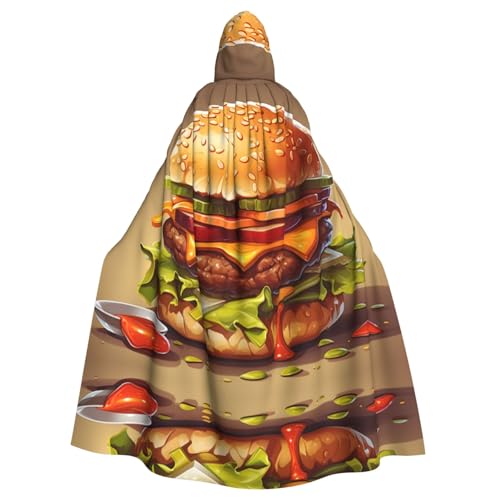 EUIYCBA Hamburger Kapuzenumhang mit Kapuze – Herren-Bademantel mit Kapuze, Cosplay-Kostüm, Schwarz von EUIYCBA