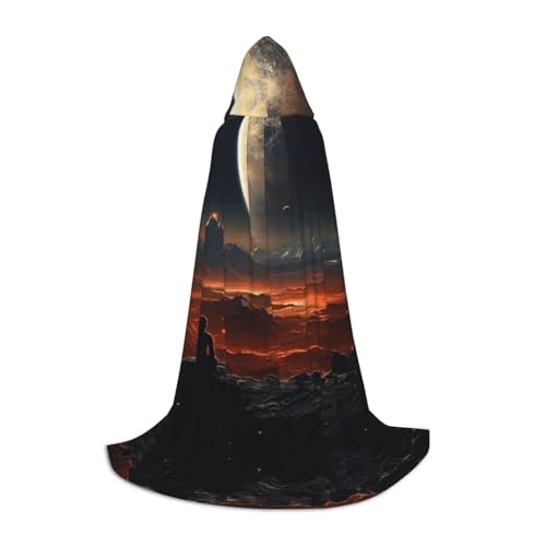 EUIYCBA Huge Moon Halloween Kapuzenumhang – Zauberer-Tunika, Kapuzenmantel, Halloween-Umhang, Cosplay-Kostüme von EUIYCBA