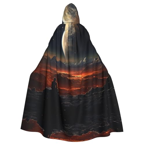EUIYCBA Huge Moon Kapuzenumhang mit Kapuze – Herren-Bademantel mit Kapuze, Cosplay-Kostüm, Schwarz von EUIYCBA