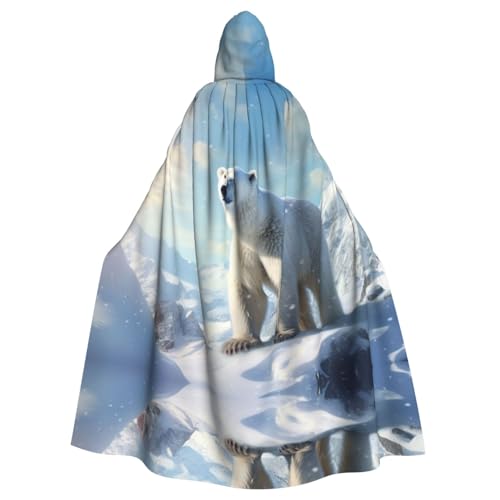 EUIYCBA Kapuzenumhang mit Kapuze, Motiv: Eisbär in der Sonne, für Herren, Cosplay-Kostüm, Schwarz von EUIYCBA