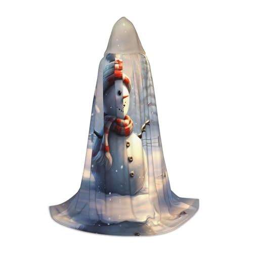 EUIYCBA Niedlicher Schneemann-Umhang mit Kapuze – Zauberer-Tunika, Kapuzenmantel, Halloween-Umhang, Cosplay-Kostüme von EUIYCBA