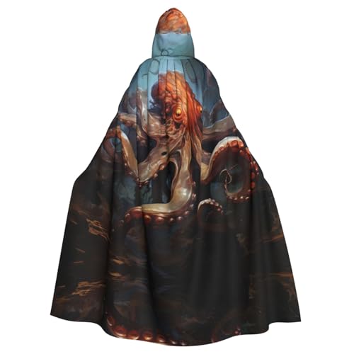 EUIYCBA Octopus im Wasser Kapuzenumhang mit Kapuze – Herren-Bademantel mit Kapuze, Cosplay-Kostüm, Schwarz EUIYCBA Octopus im Wasser Kapuzenumhang mit Kapuze – Herren-Bademantel mit Kapuze, Cosplay-Kostüm, Schwarz von EUIYCBA