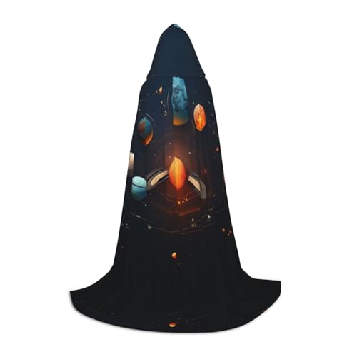 EUIYCBA Planet des Sonnensystems Halloween-Kapuzenumhang – Zauberer-Tunika, Kapuzenmantel, Halloween-Umhang, Cosplay-Kostüme von EUIYCBA