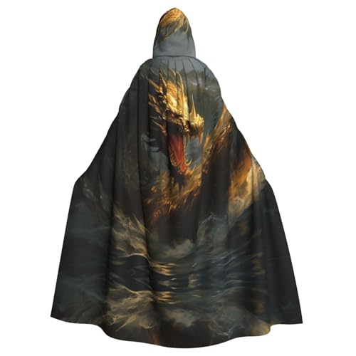 EUIYCBA Roaring Dragon Kapuzenumhang mit Kapuze – Herren-Bademantel mit Kapuze, Cosplay-Kostüm, Schwarz von EUIYCBA