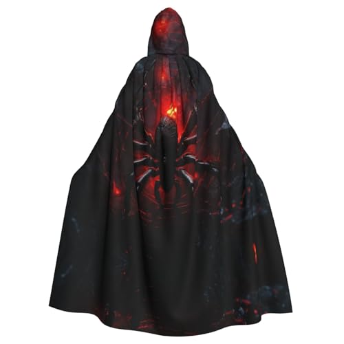 EUIYCBA Rote Spinne Kapuzenumhang mit Kapuze – Herren-Bademantel mit Kapuze, Cosplay-Kostüm, Schwarz von EUIYCBA