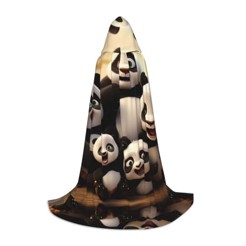 EUIYCBA Roter Panda-Familien-Halloween-Umhang mit Kapuze – Zauberer-Tunika, Kapuzenmantel, Halloween-Umhang, Cosplay-Kostüme von EUIYCBA