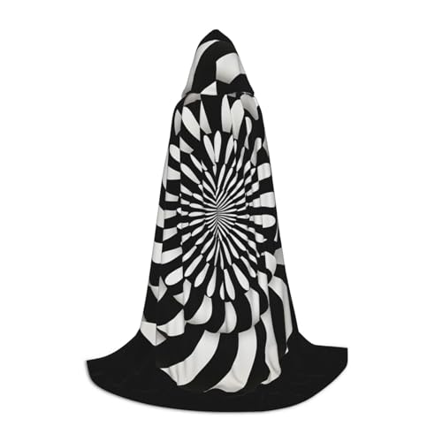 EUIYCBA Schwarz-weiß gestreift (1) Halloween-Kapuzenumhang – Zauberer-Tunika, Kapuzenmantel, Halloween-Umhang, Cosplay-Kostüme von EUIYCBA