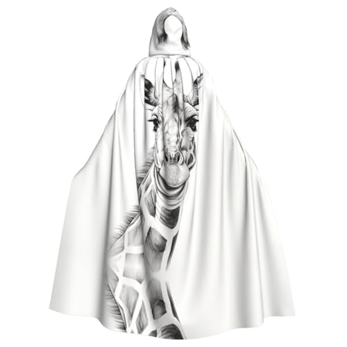EUIYCBA Schwarzer und weißer Giraffen-Kapuzenumhang mit Kapuze – Herren-Bademantel mit Kapuze, Cosplay-Kostüm, Schwarz von EUIYCBA