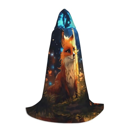 EUIYCBA Smart Fox Halloween-Umhang mit Kapuze – Zauberer-Tunika, Kapuzenmantel, Halloween-Umhang, Cosplay-Kostüme von EUIYCBA