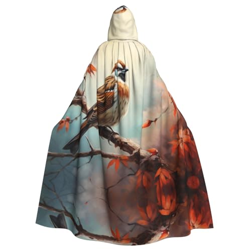 EUIYCBA Spatz auf dem Baum Kapuzenumhang mit Kapuze – Herren-Bademantel mit Kapuze, Cosplay-Kostüm, Schwarz von EUIYCBA