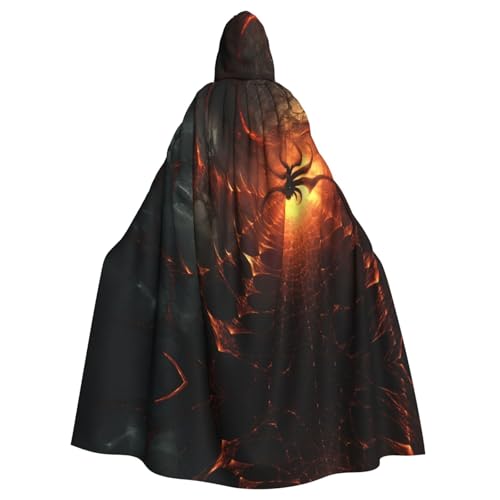 EUIYCBA Spinne wartet auf Essen Kapuzenumhang mit Kapuze – Herren-Bademantel mit Kapuze, Cosplay-Kostüm, Schwarz von EUIYCBA