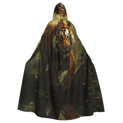 EUIYCBA Tiger im Wald Kapuzenumhang mit Kapuze – Herren-Bademantel mit Kapuze, Cosplay-Kostüm, Schwarz EUIYCBA Tiger im Wald Kapuzenumhang mit Kapuze – Herren-Bademantel mit Kapuze, Cosplay-Kostüm, Schwarz von EUIYCBA