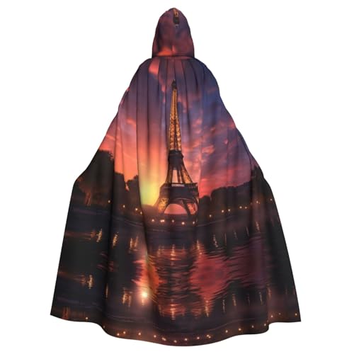EUIYCBA Turm unter Nacht Kapuzenumhang mit Kapuze – Herren-Bademantel mit Kapuze, Cosplay-Kostüm, Schwarz von EUIYCBA