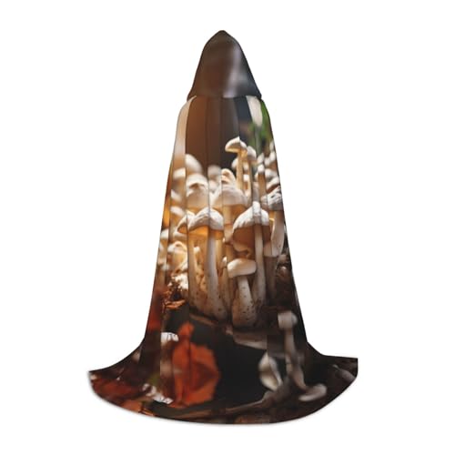 EUIYCBA Üppiger Pilz-Halloween-Umhang mit Kapuze – Zauberer-Tunika, Kapuzenmantel, Halloween-Umhang, Cosplay-Kostüme von EUIYCBA