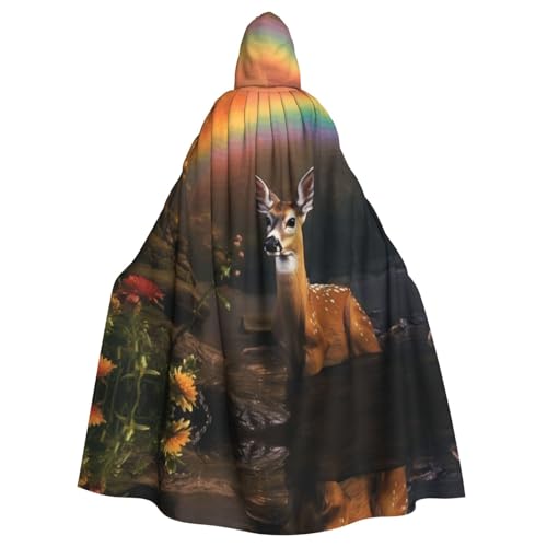 EUIYCBA Umhang mit Kapuze und Hirsch unter dem Regenbogen, für Herren, mit Kapuze, Cosplay-Kostüm, Schwarz EUIYCBA Umhang mit Kapuze und Hirsch unter dem Regenbogen, für Herren, mit Kapuze, Cosplay-Kostüm, Schwarz von EUIYCBA