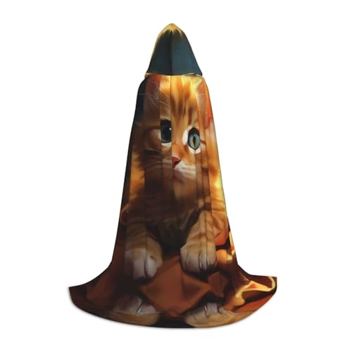 Niedlicher Katzen-Umhang mit Kapuze – Zauberer-Tunika, Kapuzenmantel, Halloween-Umhang, Cosplay-Kostüme von EUIYCBA