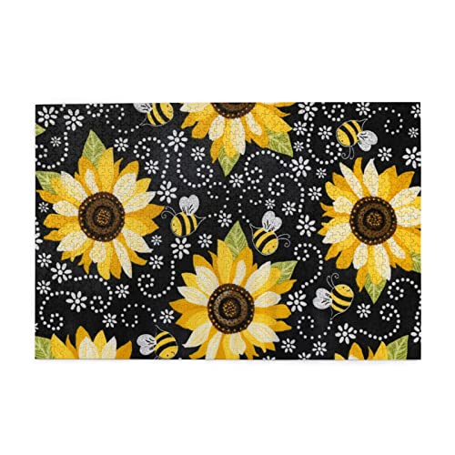 Puzzle mit Sonnenblumen-Biene, 1000 Teile, jedes Stück ist ein Unikat, für Erwachsene und Kinder von EUKKIC