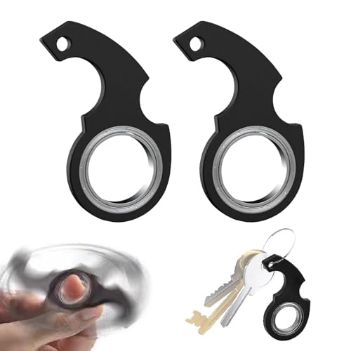 EULAPGOE Schlüsselanhänger Spinner,Ringe Fidget 2 Stück Schlüsselanhänger Spinner Schlüssel Spinner Fidget Ring Spielzeug Fidget Schlüsselanhänger Key Flipping Toy for Teens(Schwarz) von EULAPGOE
