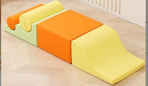 EULEUY Kinder Kletterrampe mit Rutsche, Weichschaum Spielmodul Set, Orange-Gelb-Grün, Indoor Aktivitätsspielzeug EULEUY Kinder Kletterrampe mit Rutsche, Weichschaum Spielmodul Set, Orange-Gelb-Grün, Indoor Aktivitätsspielzeug von EULEUY