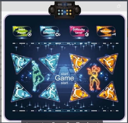 EULEUY Tanzmatte für Videospiele, 8 Richtungssensoren, LED-Beleuchtung, Spielkonsolen-Zubehör mit Schwierigkeitsgrad- und Lautstärkeregelung EULEUY Tanzmatte für Videospiele, 8 Richtungssensoren, LED-Beleuchtung, Spielkonsolen-Zubehör mit Schwierigkeitsgrad- und Lautstärkeregelung von EULEUY