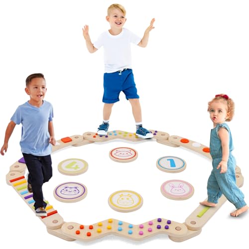 Kinder Schwebebalken aus Holz mit 6 Stück Kinder Balance Trittsteine,Montessori Schwebebalken für Kleinkinder,Koordinations- und Stabilitätstraining,Geschenk für Jungen und Mädchen ab drei Jahren Kinder Schwebebalken aus Holz mit 6 Stück Kinder Balance Trittsteine,Montessori Schwebebalken für Kleinkinder,Koordinations- und Stabilitätstraining,Geschenk für Jungen und Mädchen ab drei Jahren von EULEUY