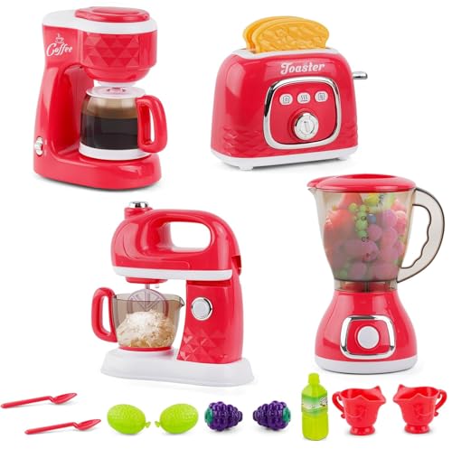 Kinderküchen Spielzeugset Küchen Rollenspielset,Einschließlich Kaffeemaschine,Entsafter,Mixer,Kinderküche Toaster und Anderen Küchenzubehör Kinder,für 3 Jahre Mädchen Geschenk von EULEUY