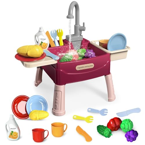 Spielspüle Kinder,Küchenspüle Spielzeug Set mit Wasserkreislauf,Elektrischem Wasserhahn,Rollenspiel-Kinderwaschbecken,Spielzeug Zubehör Küche Rollenspiel für Kinder 3+ Spielspüle Kinder,Küchenspüle Spielzeug Set mit Wasserkreislauf,Elektrischem Wasserhahn,Rollenspiel-Kinderwaschbecken,Spielzeug Zubehör Küche Rollenspiel für Kinder 3+ von EULEUY