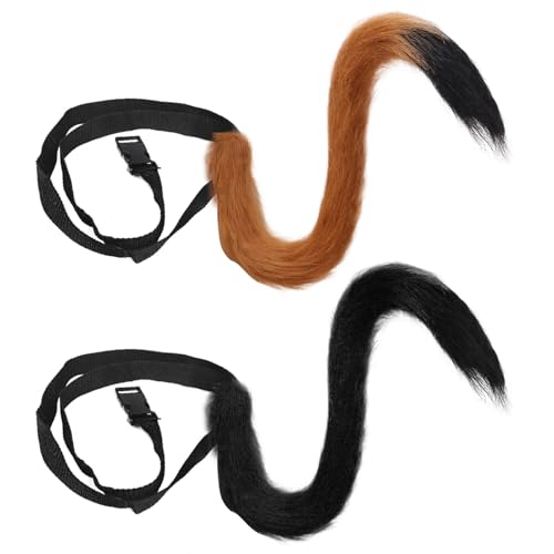 EUPSIIU 2 Pièces Longue Queue de Fourrure de Chat Déguisement Queue d'animal Cosplay Costume d'animal de Fête, Longue Faux Queue Renard Réglable Queue de Renard Costume pour le Halloween Noël (2PCS) von EUPSIIU