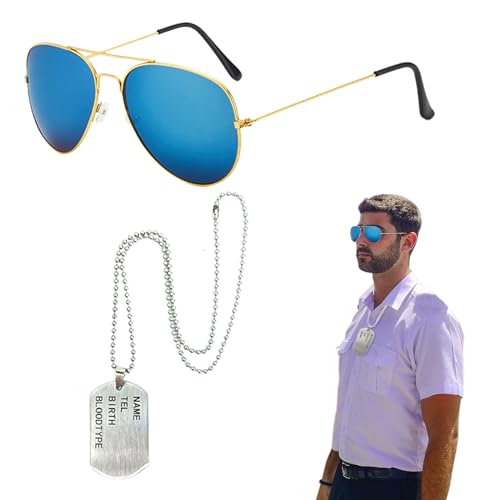 EUPSIIU 2 Stück Flieger Captain Kostüm für Männer Damen Armee Taktische Militärmütze Accessoires Sonnenbrille Erkennungsmarke Armee Zubehör Captain Fancy Dress für Halloween Kostüm Dress up (Blau) EUPSIIU 2 Stück Flieger Captain Kostüm für Männer Damen Armee Taktische Militärmütze Accessoires Sonnenbrille Erkennungsmarke Armee Zubehör Captain Fancy Dress für Halloween Kostüm Dress up (Blau) von EUPSIIU