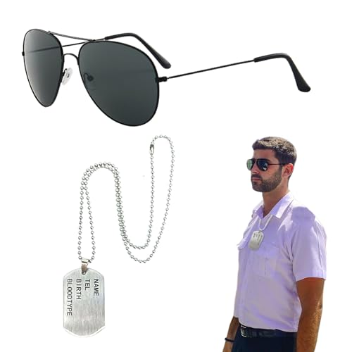 EUPSIIU 2 Stück Flieger Captain Kostüm für Männer Damen Armee Taktische Militärmütze Accessoires Sonnenbrille Erkennungsmarke Armee Captain Fancy Dress für Zubehör Halloween Kostüm Dress up EUPSIIU 2 Stück Flieger Captain Kostüm für Männer Damen Armee Taktische Militärmütze Accessoires Sonnenbrille Erkennungsmarke Armee Captain Fancy Dress für Zubehör Halloween Kostüm Dress up von EUPSIIU