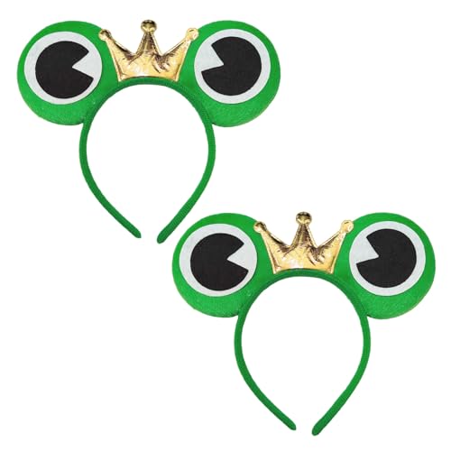EUPSIIU 2 Stück Haarreif Froschkönig Märchen Kopfschmuck, Froschkostüm, Haarreifen Froschkönig Haarreif mit Froschaugen und Krone, für Kinder & Erwachsene Partys Cosplay Kostüm von EUPSIIU