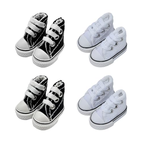 EUPSIIU 4 Paar Mini Finger Schuhe Mini Canvas Sneaker Schuh, Finger Skateboard Schuhe, Puppenschuhe, Kleine Finger Dance Schuhe, Fingerspielzeug für Puppen für Finger Breakdance (Schwarz, Weiss) von EUPSIIU