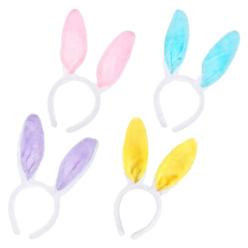 EUPSIIU 4 Stück Hasenohren Haarreif, Plüsch Stirnbänder, Oster Hasenohren Haarreif, Hasen Kostüm, Plüsch-Hasenohren, für Ostern Party Hochzeit Geburtstag Kostüm Cosplay von EUPSIIU