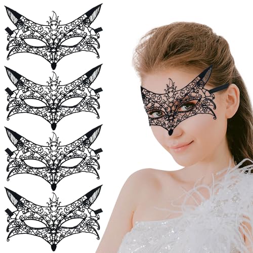 EUPSIIU 4 Stück Spitze Maske Venezianische Maske Sexy Lace Augenmaske Spitze Maske Augenmaske Maskerade Maske für Halloween Karneval Party Kostüm Ball Abendkleid Tanz Ball (4 Stück) von EUPSIIU