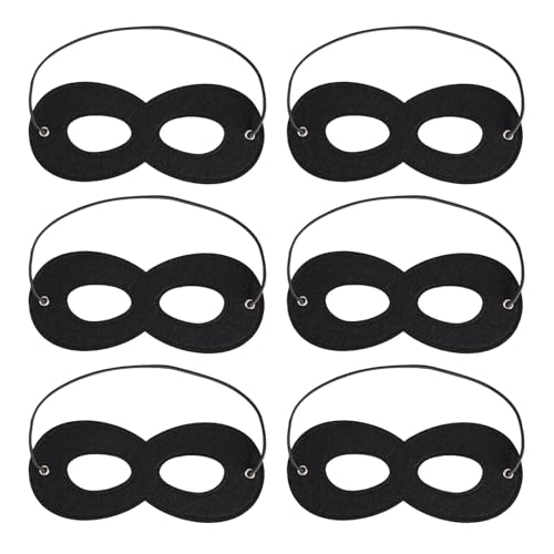 EUPSIIU 6 Stück Schwarz Augenmaske Maskerade Maske Party Karneval Maske Fit für Cosplay Verkleidung Halloween Weihnachten, Karneval Mottoparty Kostüm Maske für Herren und Damen (Schwarz) von EUPSIIU
