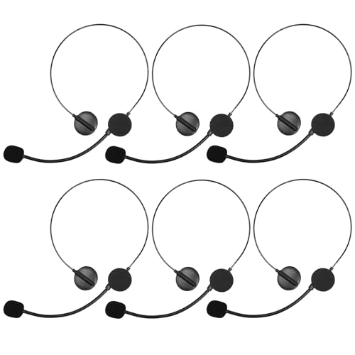 EUPSIIU 6 Stück Schwarz Headset Mikrofon Mikrofon Spielzeug, Radio Telefon Headset Prop, Popstar Mikrofon Kostümzubehör, Cosplay Kostüm Prop Kopfhörer, Kopfhörer Spielzeugkostüme von EUPSIIU